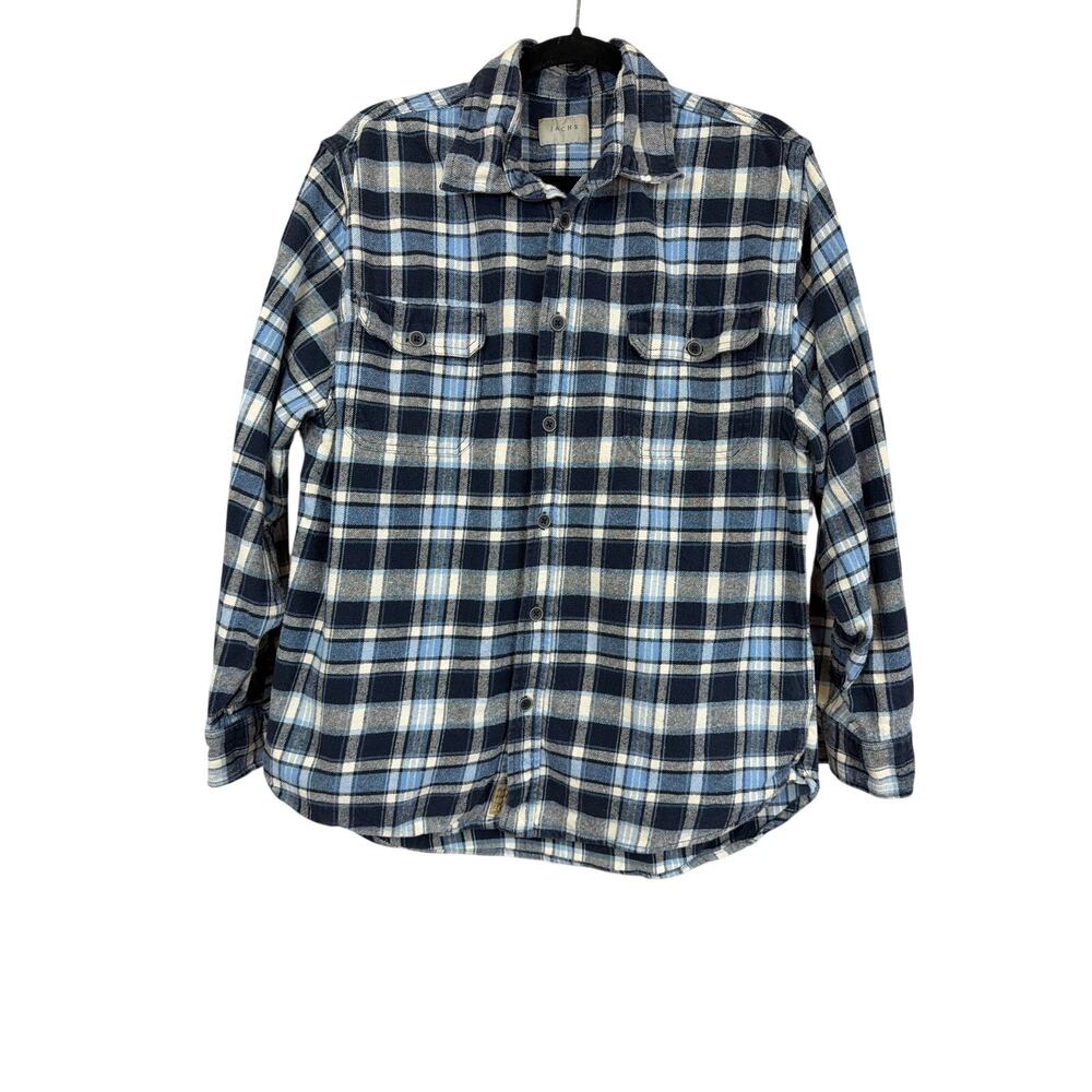 Jachs Blue Plaid Long Sleeve Button Up Flannel Shirt Size XL Mens